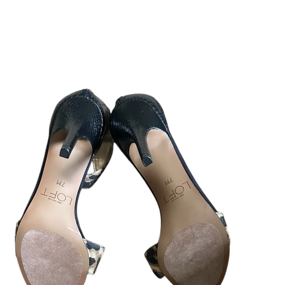 LOFT Women's Leopard Print Heels - Black and Tan - Picture 2 of 3